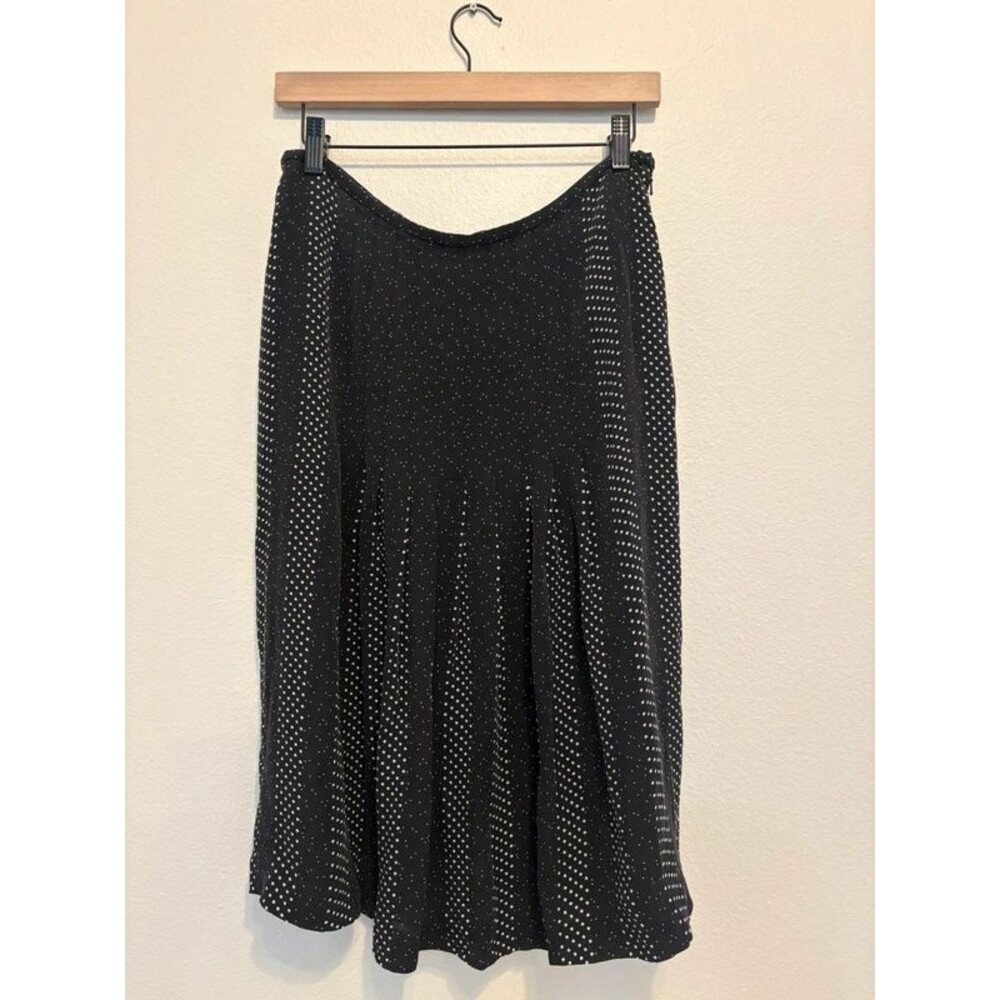Vintage Talbots Polka Dot Pure Silk Pleated Midi Skirt